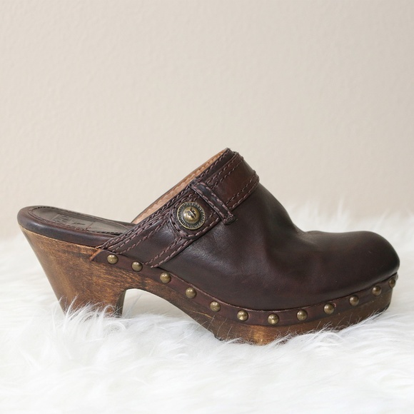 Frye Shoes - Frye Audra Button Heel Wooden Mule Size 7.5